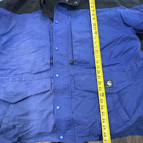 Vintage Carhartt Men 2XL Blue Anorak Rain Jacket Coat Mesh Lined Workwear - Picture 15 of 15